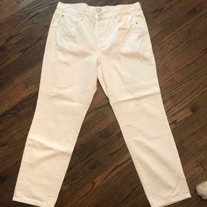 J Crew distressed white jeans